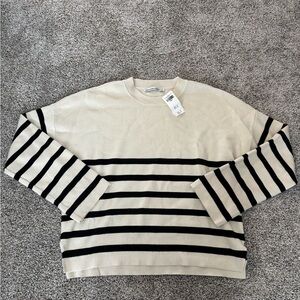 Abercrombie Striped Cream and Black Sweater